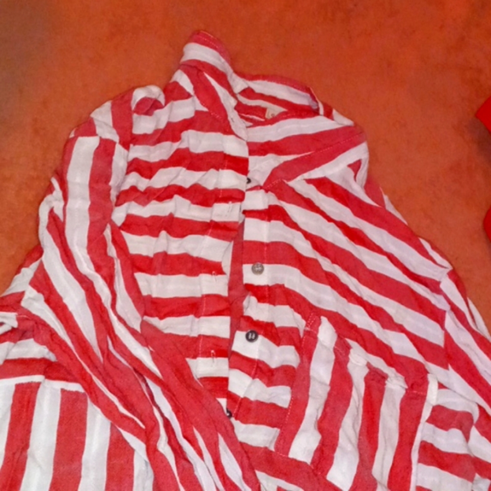 A Grand & Greene red & white long sleeved shirt